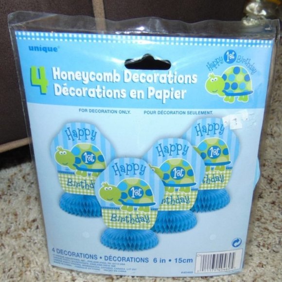 1st Birthday Party Turtle 24 Invites & 16 Table Decorations Turtle Kids Green - Picture 2 of 6